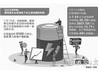 企业抢“锂”进行时 比亚迪获智利8万吨锂产量配额
