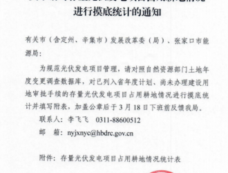 河北启动存量光伏电站占用耕地摸底统计工作