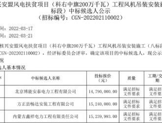 60台！中广核风机吊装项目公布中标候选人