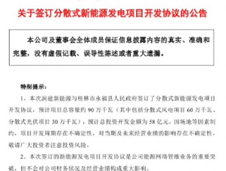 广西90万千瓦分散式风光项目签订！总投资58亿元
